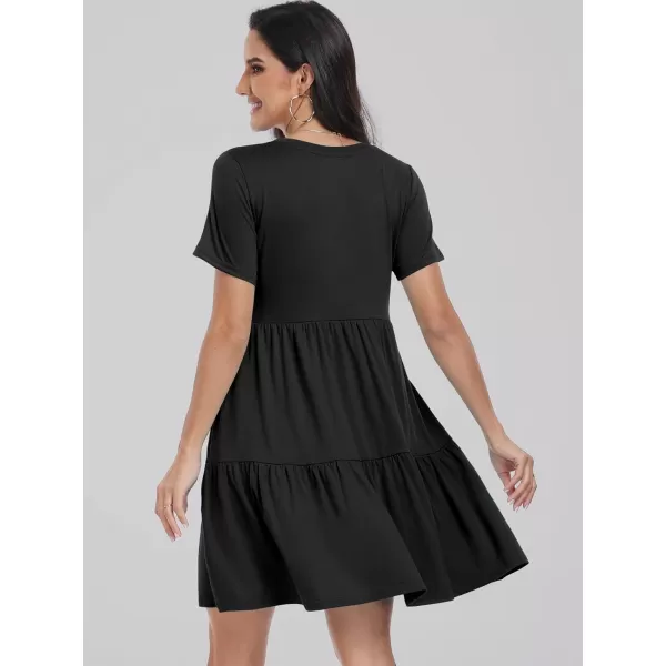 imageANRABESS Womens Summer Casual Short Sleeve Crewneck T Shirt Dress Beach Mini Dresses with PocketsBlack