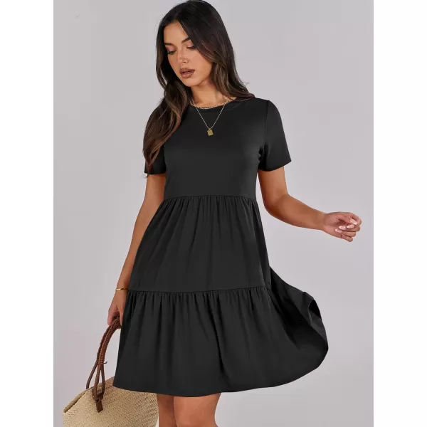 imageANRABESS Womens Summer Casual Short Sleeve Crewneck T Shirt Dress Beach Mini Dresses with PocketsBlack
