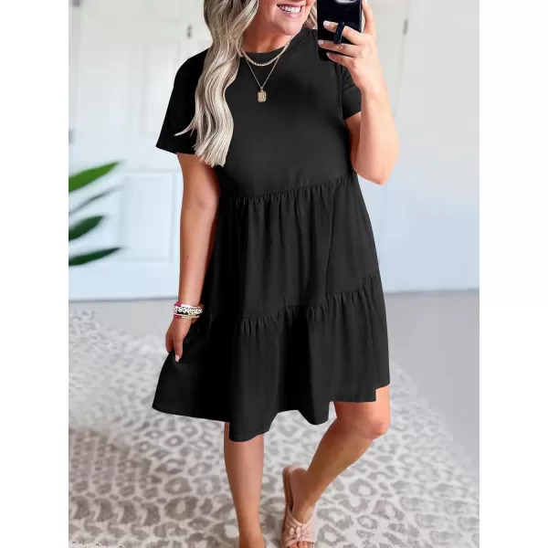 imageANRABESS Womens Summer Casual Short Sleeve Crewneck T Shirt Dress Beach Mini Dresses with PocketsBlack