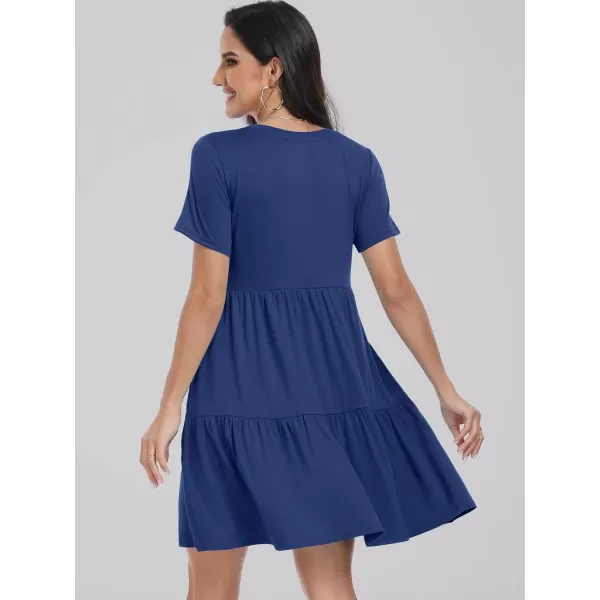 imageANRABESS Womens Summer Casual Short Sleeve Crewneck T Shirt Dress Beach Mini Dresses with PocketsBlue
