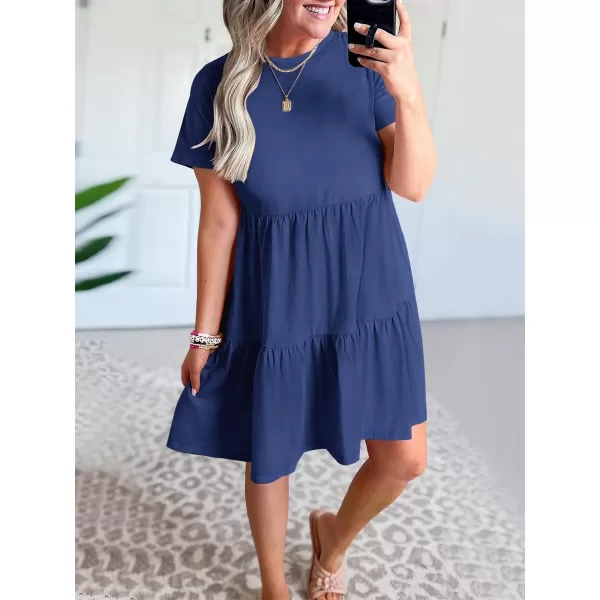 imageANRABESS Womens Summer Casual Short Sleeve Crewneck T Shirt Dress Beach Mini Dresses with PocketsBlue