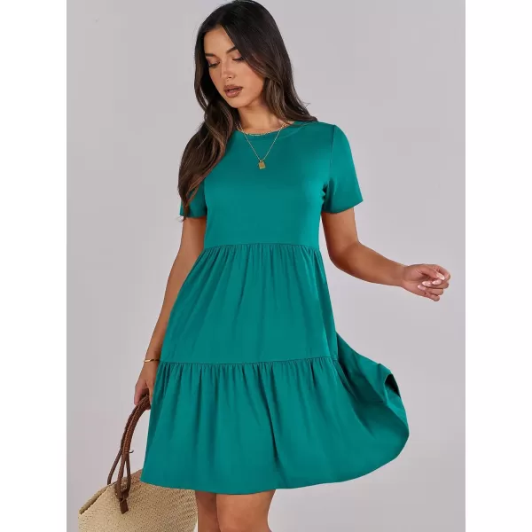 imageANRABESS Womens Summer Casual Short Sleeve Crewneck T Shirt Dress Beach Mini Dresses with PocketsLake Green