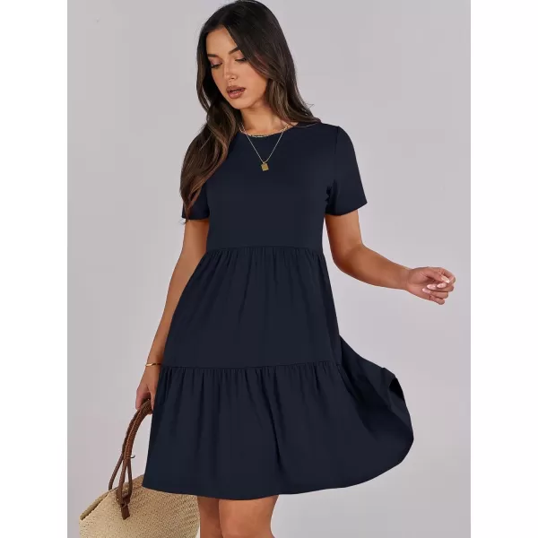 imageANRABESS Womens Summer Casual Short Sleeve Crewneck T Shirt Dress Beach Mini Dresses with PocketsNavy Blue