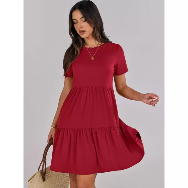 imageANRABESS Womens Summer Casual Short Sleeve Crewneck T Shirt Dress Beach Mini Dresses with PocketsRed
