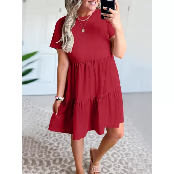 imageANRABESS Womens Summer Casual Short Sleeve Crewneck T Shirt Dress Beach Mini Dresses with PocketsRed