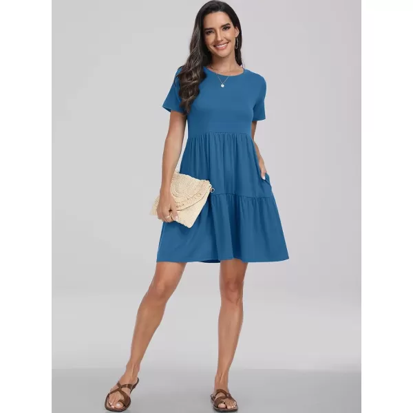 imageANRABESS Womens Summer Casual Short Sleeve Crewneck T Shirt Dress Beach Mini Dresses with PocketsSky Blue