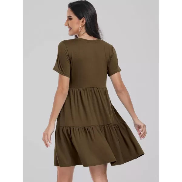 imageANRABESS Womens Summer Casual Short Sleeve T Shirt Dress Tiered Swing Mini Dresses with PocketsCoffee