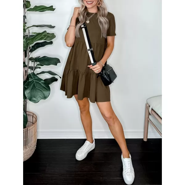 imageANRABESS Womens Summer Casual Short Sleeve T Shirt Dress Tiered Swing Mini Dresses with PocketsCoffee