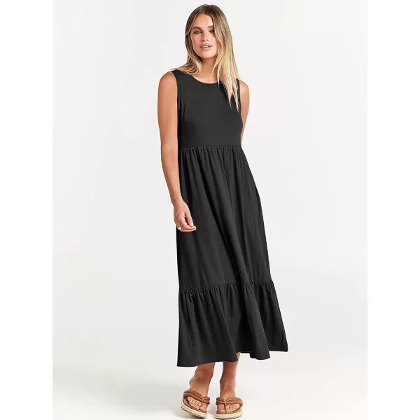 imageANRABESS Womens Summer Casual Sleeveless Crewneck Swing Sundress Fit amp Flare Flowy Tiered Maxi Dress with PocketsBlack