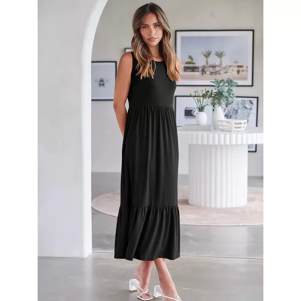 imageANRABESS Womens Summer Casual Sleeveless Crewneck Swing Sundress Fit amp Flare Flowy Tiered Maxi Dress with PocketsBlack