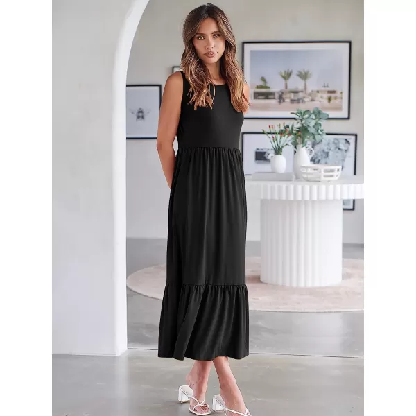 imageANRABESS Womens Summer Casual Sleeveless Crewneck Swing Sundress Fit amp Flare Flowy Tiered Maxi Dress with PocketsBlack