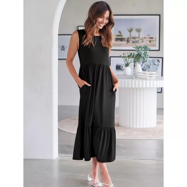 imageANRABESS Womens Summer Casual Sleeveless Crewneck Swing Sundress Fit amp Flare Flowy Tiered Maxi Dress with PocketsBlack