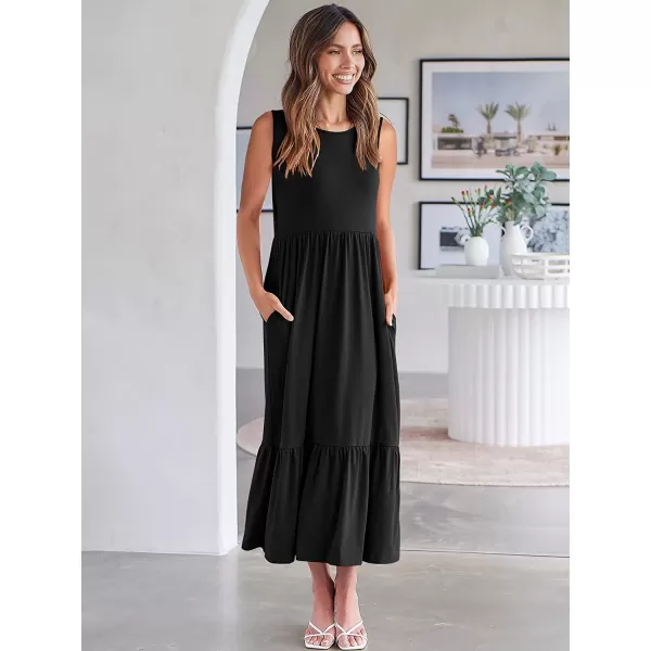 imageANRABESS Womens Summer Casual Sleeveless Crewneck Swing Sundress Fit amp Flare Flowy Tiered Maxi Dress with PocketsBlack