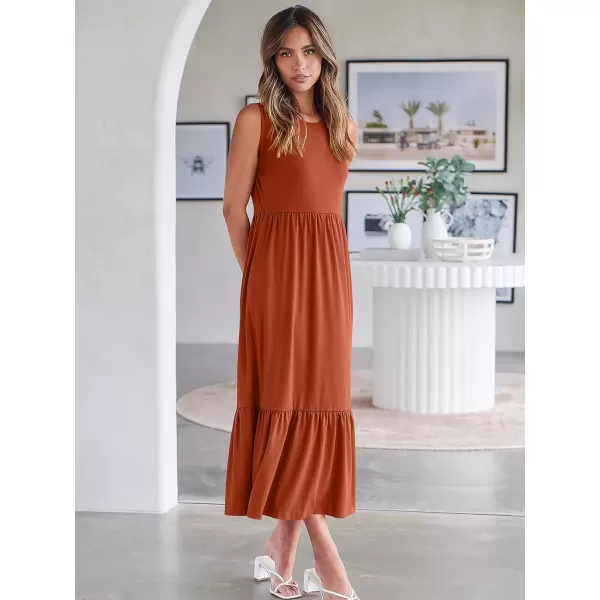 imageANRABESS Womens Summer Casual Sleeveless Crewneck Swing Sundress Fit amp Flare Flowy Tiered Maxi Dress with PocketsBrown
