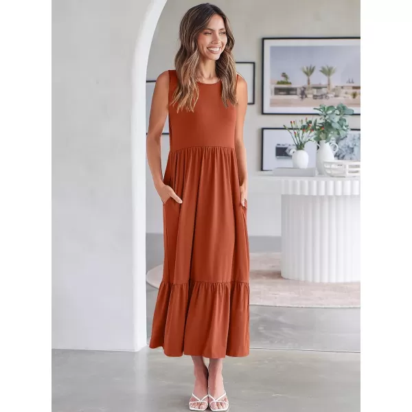imageANRABESS Womens Summer Casual Sleeveless Crewneck Swing Sundress Fit amp Flare Flowy Tiered Maxi Dress with PocketsBrown