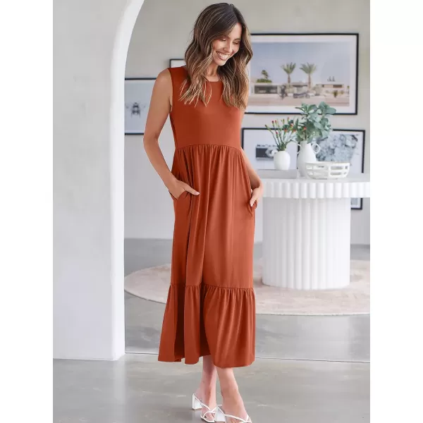 imageANRABESS Womens Summer Casual Sleeveless Crewneck Swing Sundress Fit amp Flare Flowy Tiered Maxi Dress with PocketsBrown