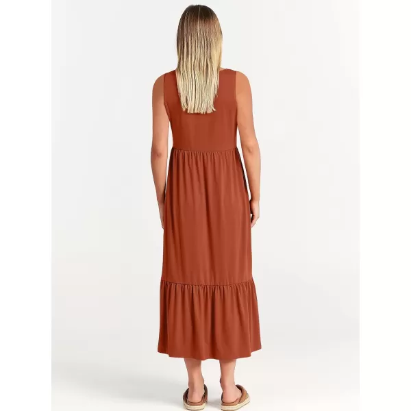 imageANRABESS Womens Summer Casual Sleeveless Crewneck Swing Sundress Fit amp Flare Flowy Tiered Maxi Dress with PocketsBrown