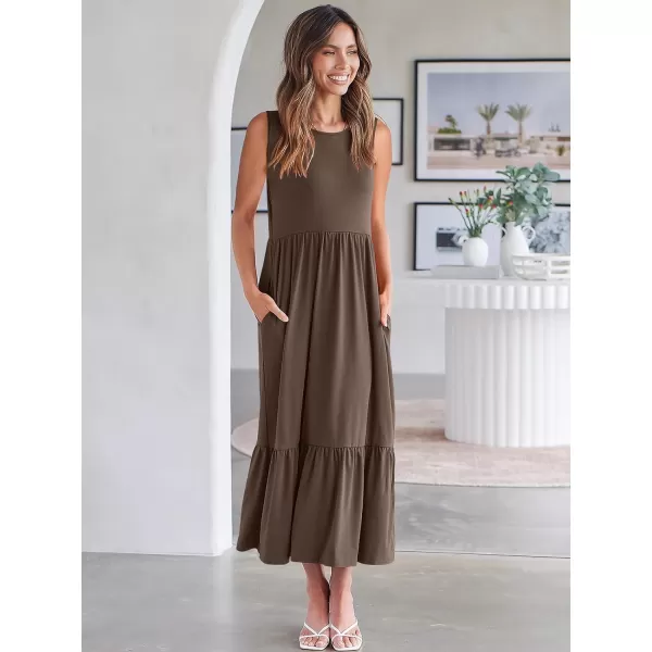 imageANRABESS Womens Summer Casual Sleeveless Crewneck Swing Sundress Fit amp Flare Flowy Tiered Maxi Dress with PocketsCoffee