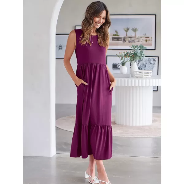 imageANRABESS Womens Summer Casual Sleeveless Crewneck Swing Sundress Fit amp Flare Flowy Tiered Maxi Dress with PocketsDark Purple