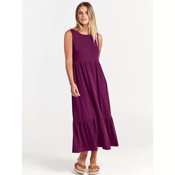 imageANRABESS Womens Summer Casual Sleeveless Crewneck Swing Sundress Fit amp Flare Flowy Tiered Maxi Dress with PocketsDark Purple