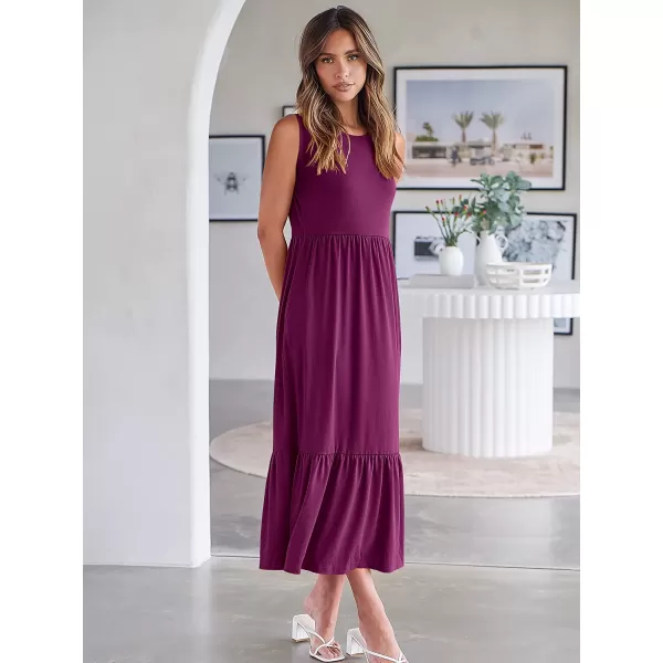 imageANRABESS Womens Summer Casual Sleeveless Crewneck Swing Sundress Fit amp Flare Flowy Tiered Maxi Dress with PocketsDark Purple