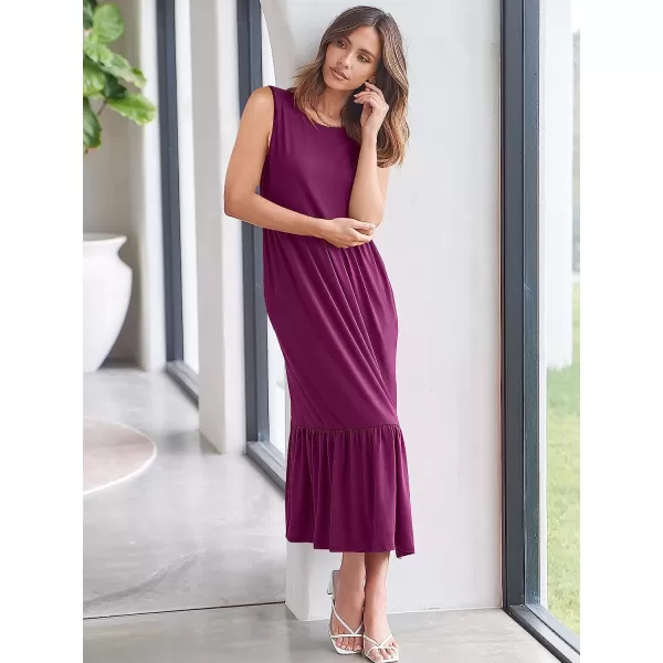 imageANRABESS Womens Summer Casual Sleeveless Crewneck Swing Sundress Fit amp Flare Flowy Tiered Maxi Dress with PocketsDark Purple
