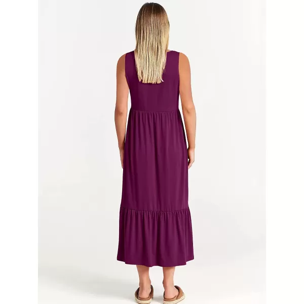 imageANRABESS Womens Summer Casual Sleeveless Crewneck Swing Sundress Fit amp Flare Flowy Tiered Maxi Dress with PocketsDark Purple