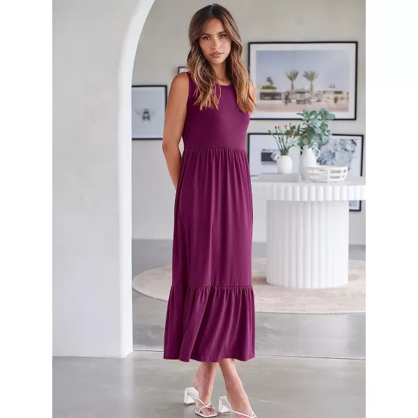 imageANRABESS Womens Summer Casual Sleeveless Crewneck Swing Sundress Fit amp Flare Flowy Tiered Maxi Dress with PocketsDark Purple