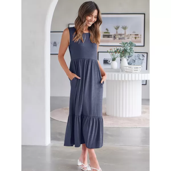 imageANRABESS Womens Summer Casual Sleeveless Crewneck Swing Sundress Fit amp Flare Flowy Tiered Maxi Dress with PocketsDeep Blue