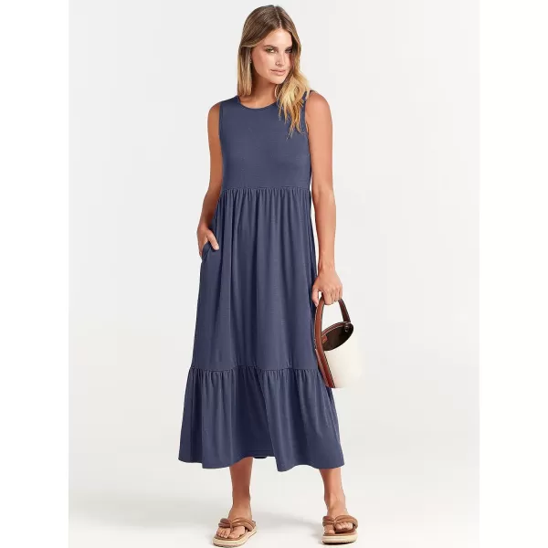 imageANRABESS Womens Summer Casual Sleeveless Crewneck Swing Sundress Fit amp Flare Flowy Tiered Maxi Dress with PocketsDeep Blue