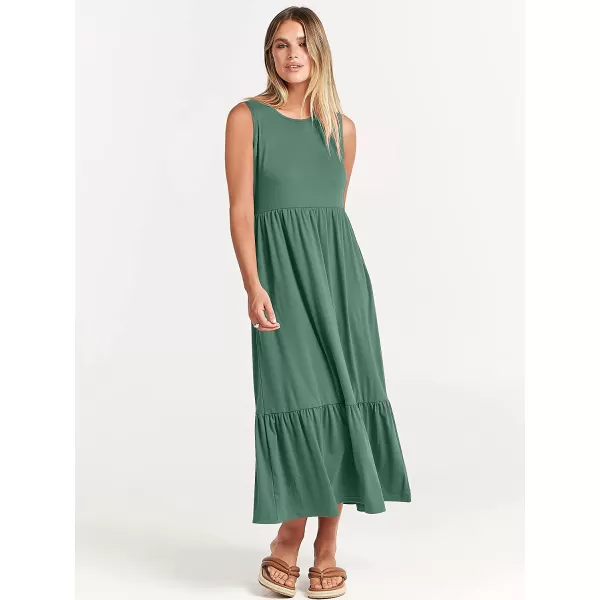 imageANRABESS Womens Summer Casual Sleeveless Crewneck Swing Sundress Fit amp Flare Flowy Tiered Maxi Dress with PocketsGrass