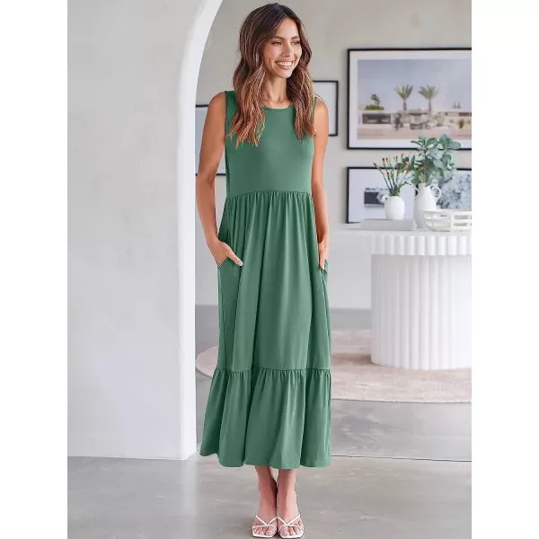 imageANRABESS Womens Summer Casual Sleeveless Crewneck Swing Sundress Fit amp Flare Flowy Tiered Maxi Dress with PocketsGrass