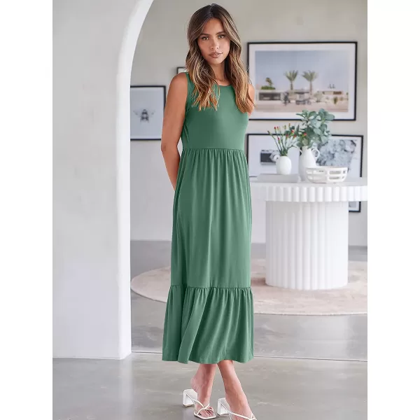 imageANRABESS Womens Summer Casual Sleeveless Crewneck Swing Sundress Fit amp Flare Flowy Tiered Maxi Dress with PocketsGrass