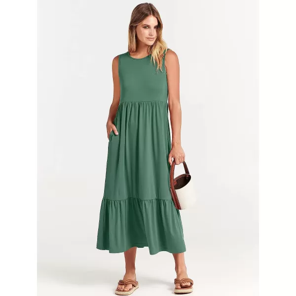 imageANRABESS Womens Summer Casual Sleeveless Crewneck Swing Sundress Fit amp Flare Flowy Tiered Maxi Dress with PocketsGrass