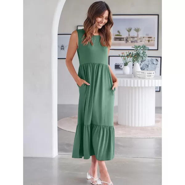 imageANRABESS Womens Summer Casual Sleeveless Crewneck Swing Sundress Fit amp Flare Flowy Tiered Maxi Dress with PocketsGrass