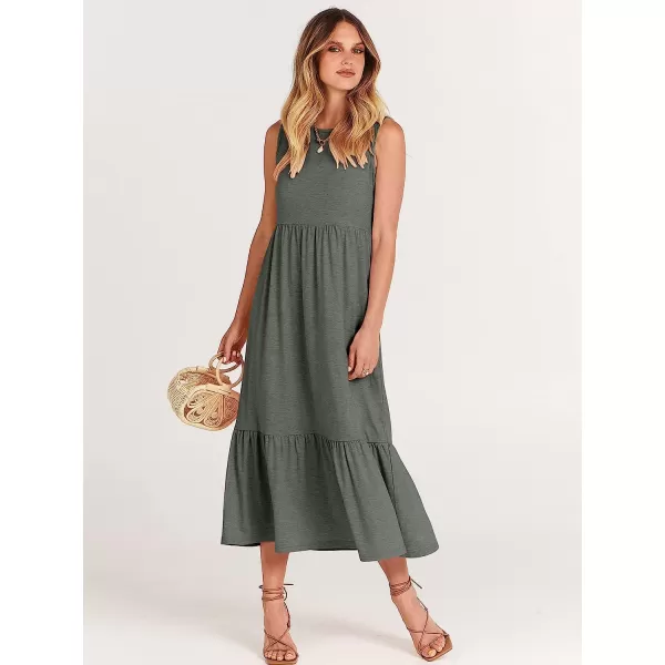 imageANRABESS Womens Summer Casual Sleeveless Crewneck Swing Sundress Fit amp Flare Flowy Tiered Maxi Dress with PocketsGray