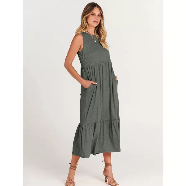 imageANRABESS Womens Summer Casual Sleeveless Crewneck Swing Sundress Fit amp Flare Flowy Tiered Maxi Dress with PocketsGray