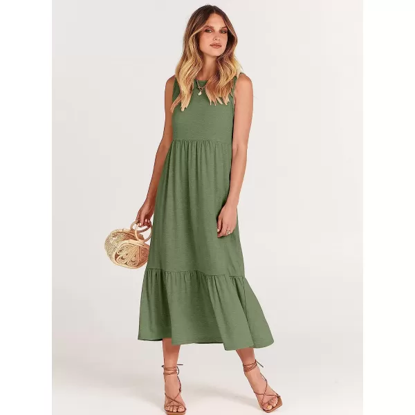 imageANRABESS Womens Summer Casual Sleeveless Crewneck Swing Sundress Fit amp Flare Flowy Tiered Maxi Dress with PocketsGreen