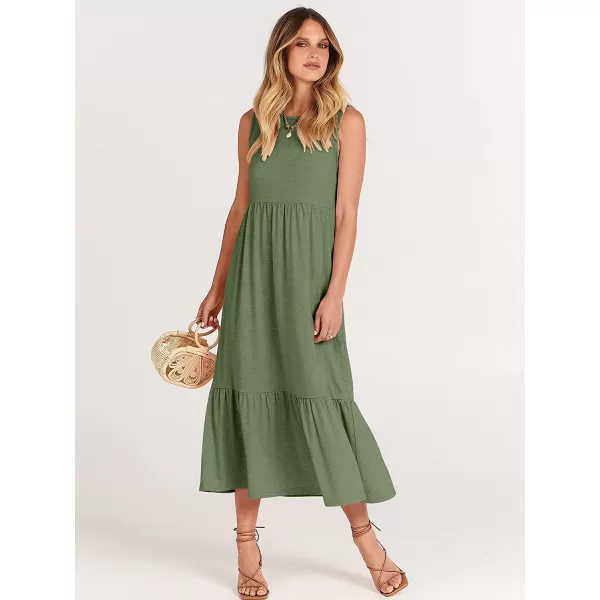 imageANRABESS Womens Summer Casual Sleeveless Crewneck Swing Sundress Fit amp Flare Flowy Tiered Maxi Dress with PocketsGreen
