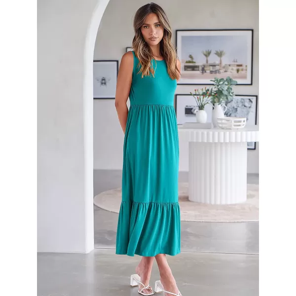 imageANRABESS Womens Summer Casual Sleeveless Crewneck Swing Sundress Fit amp Flare Flowy Tiered Maxi Dress with PocketsLake