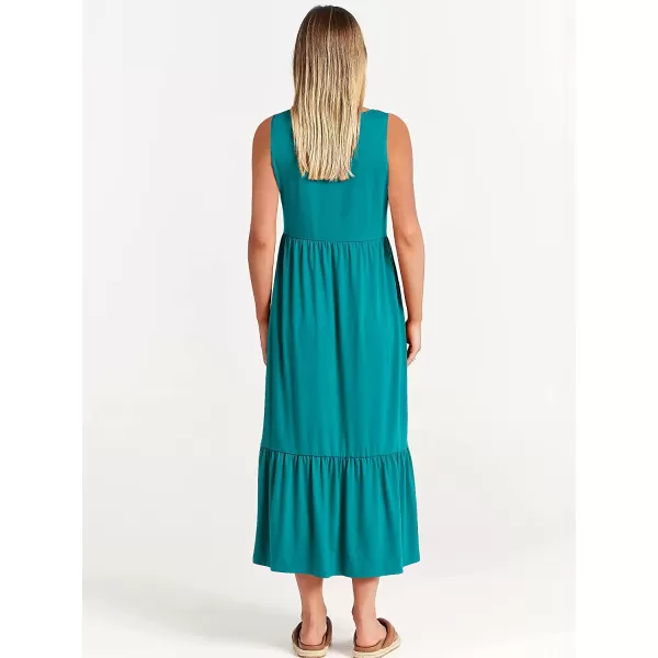 imageANRABESS Womens Summer Casual Sleeveless Crewneck Swing Sundress Fit amp Flare Flowy Tiered Maxi Dress with PocketsLake