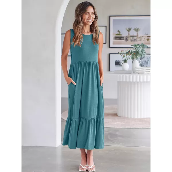 imageANRABESS Womens Summer Casual Sleeveless Crewneck Swing Sundress Fit amp Flare Flowy Tiered Maxi Dress with PocketsLake Blue