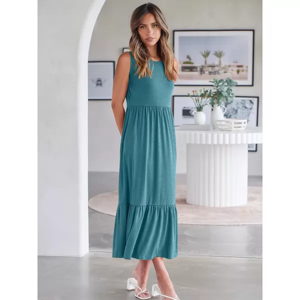 imageANRABESS Womens Summer Casual Sleeveless Crewneck Swing Sundress Fit amp Flare Flowy Tiered Maxi Dress with PocketsLake Blue