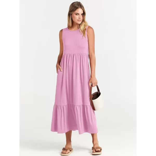imageANRABESS Womens Summer Casual Sleeveless Crewneck Swing Sundress Fit amp Flare Flowy Tiered Maxi Dress with PocketsLight Pink