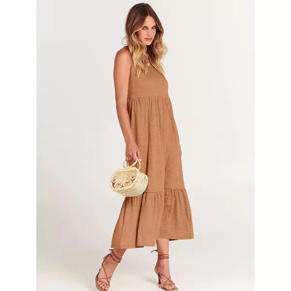 imageANRABESS Womens Summer Casual Sleeveless Crewneck Swing Sundress Fit amp Flare Flowy Tiered Maxi Dress with PocketsLight Rust