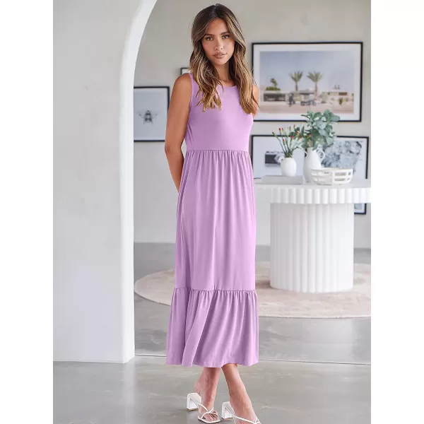 imageANRABESS Womens Summer Casual Sleeveless Crewneck Swing Sundress Fit amp Flare Flowy Tiered Maxi Dress with PocketsLilac