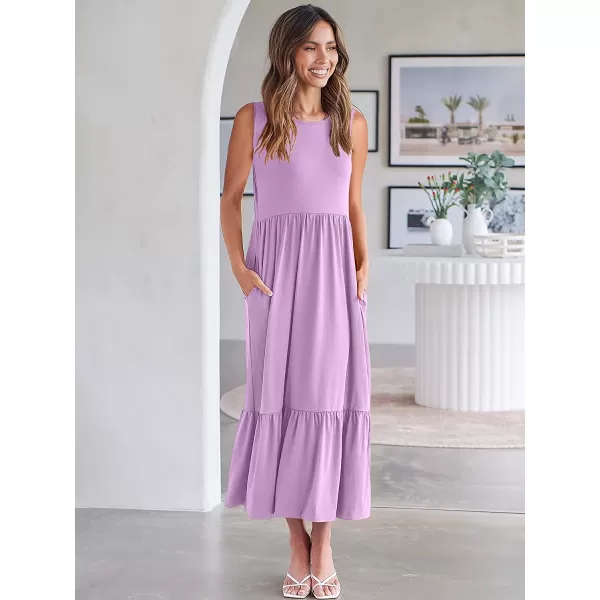 imageANRABESS Womens Summer Casual Sleeveless Crewneck Swing Sundress Fit amp Flare Flowy Tiered Maxi Dress with PocketsLilac