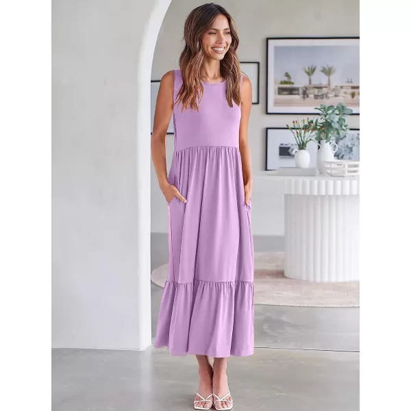 imageANRABESS Womens Summer Casual Sleeveless Crewneck Swing Sundress Fit amp Flare Flowy Tiered Maxi Dress with PocketsLilac