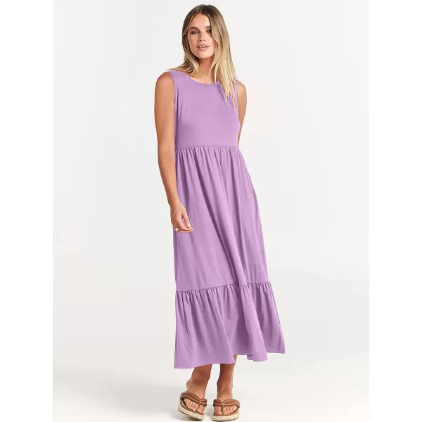 imageANRABESS Womens Summer Casual Sleeveless Crewneck Swing Sundress Fit amp Flare Flowy Tiered Maxi Dress with PocketsLilac
