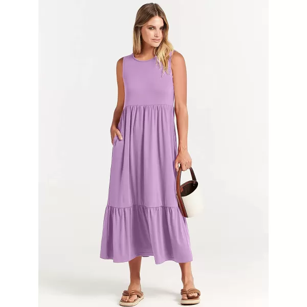 imageANRABESS Womens Summer Casual Sleeveless Crewneck Swing Sundress Fit amp Flare Flowy Tiered Maxi Dress with PocketsLilac
